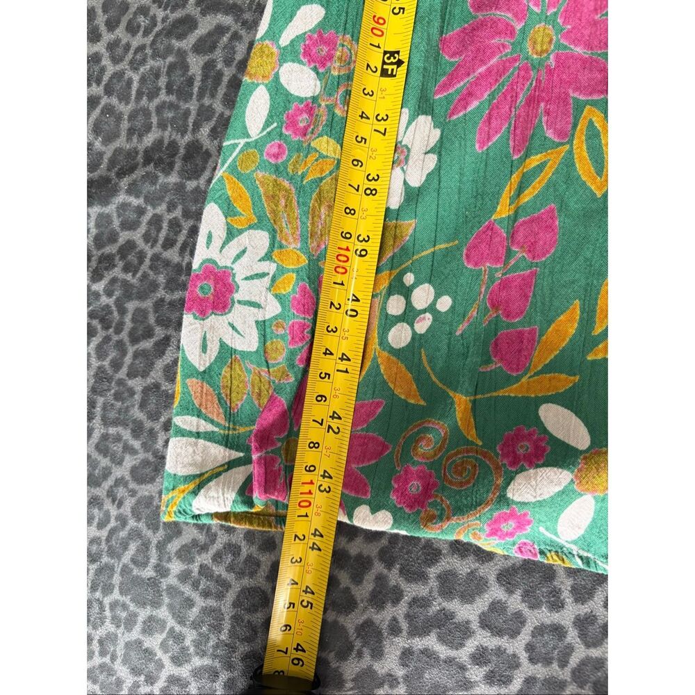 Angie Floral Boho Midi Dress Size S Green Pink Rayon Cottagecore Slip Milkmaid - Picture 8 of 8